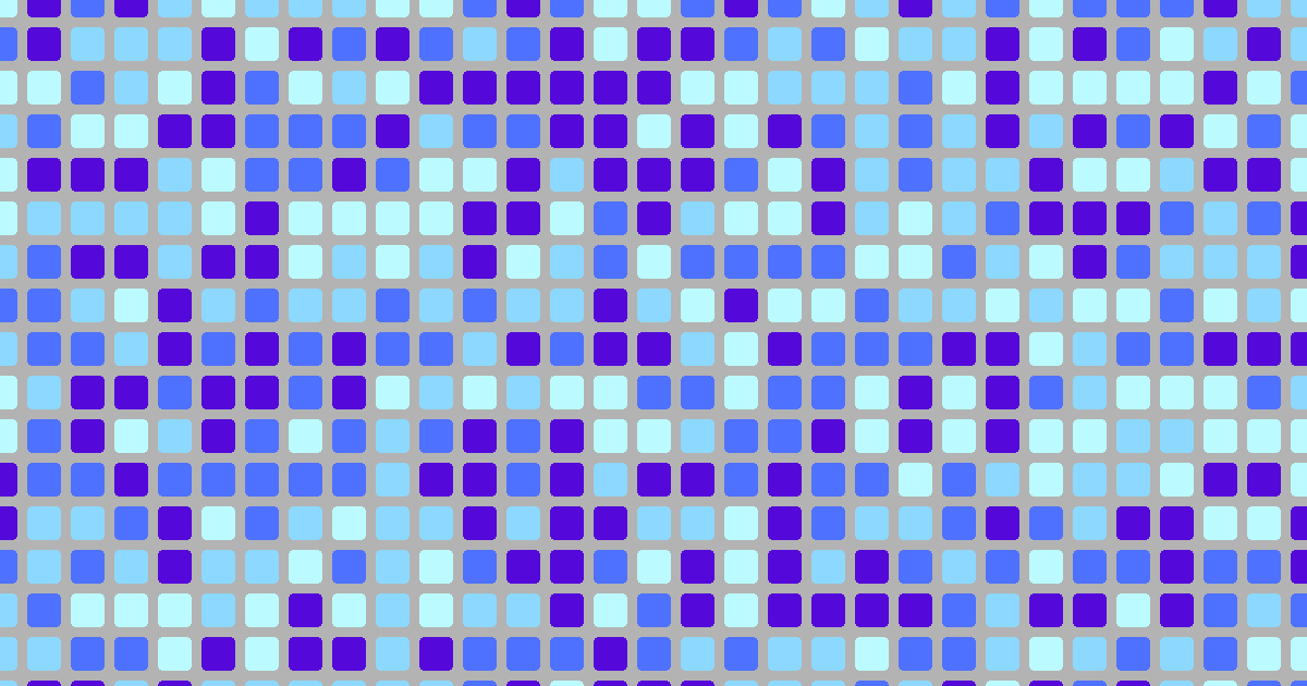 A random assortment of generated blue tiles in the style of the (purple) tiles on Malaika's site.