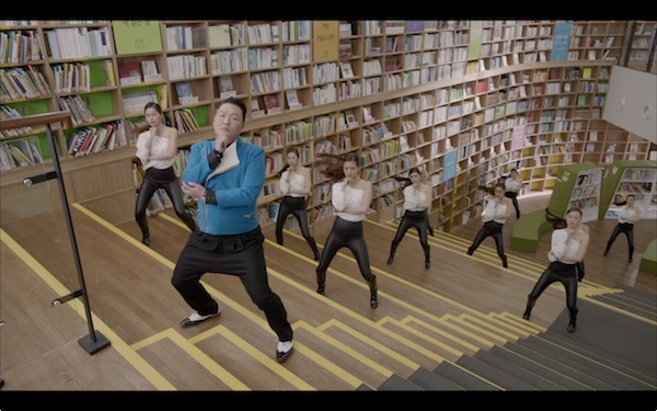 Psy dancing in the Seoul Metropolitan Library in "Gentleman"