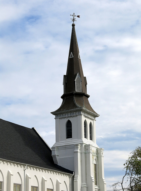 The steeple of Emanuel African Methodist Episcopal Church, Charleston, SC" by Spencer Means is licensed under CC BY-SA 2.0